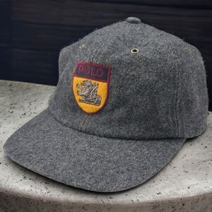 Vintage Polo Ralph Lauren Shield Dragon Wool Hat Gray Size 4-7 XS-Medium RARE!